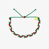 Red, Green & White Braided Bracelet