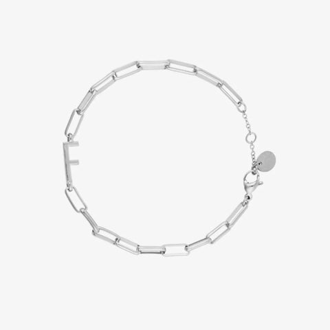 Silver Initial Paperclip Chain Bracelet