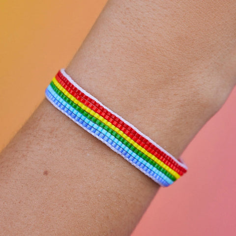 Woven Rainbow Seed Bead Bracelet