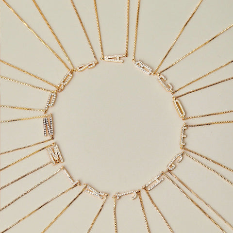 Pavé Initial Box Chain Choker