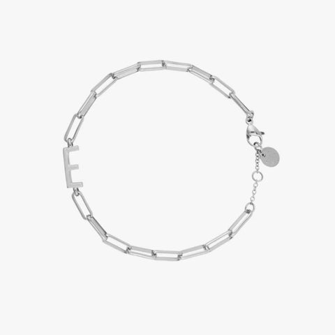 Silver Initial Paperclip Chain Bracelet