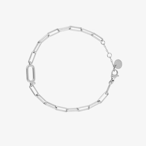 Silver Initial Paperclip Chain Bracelet