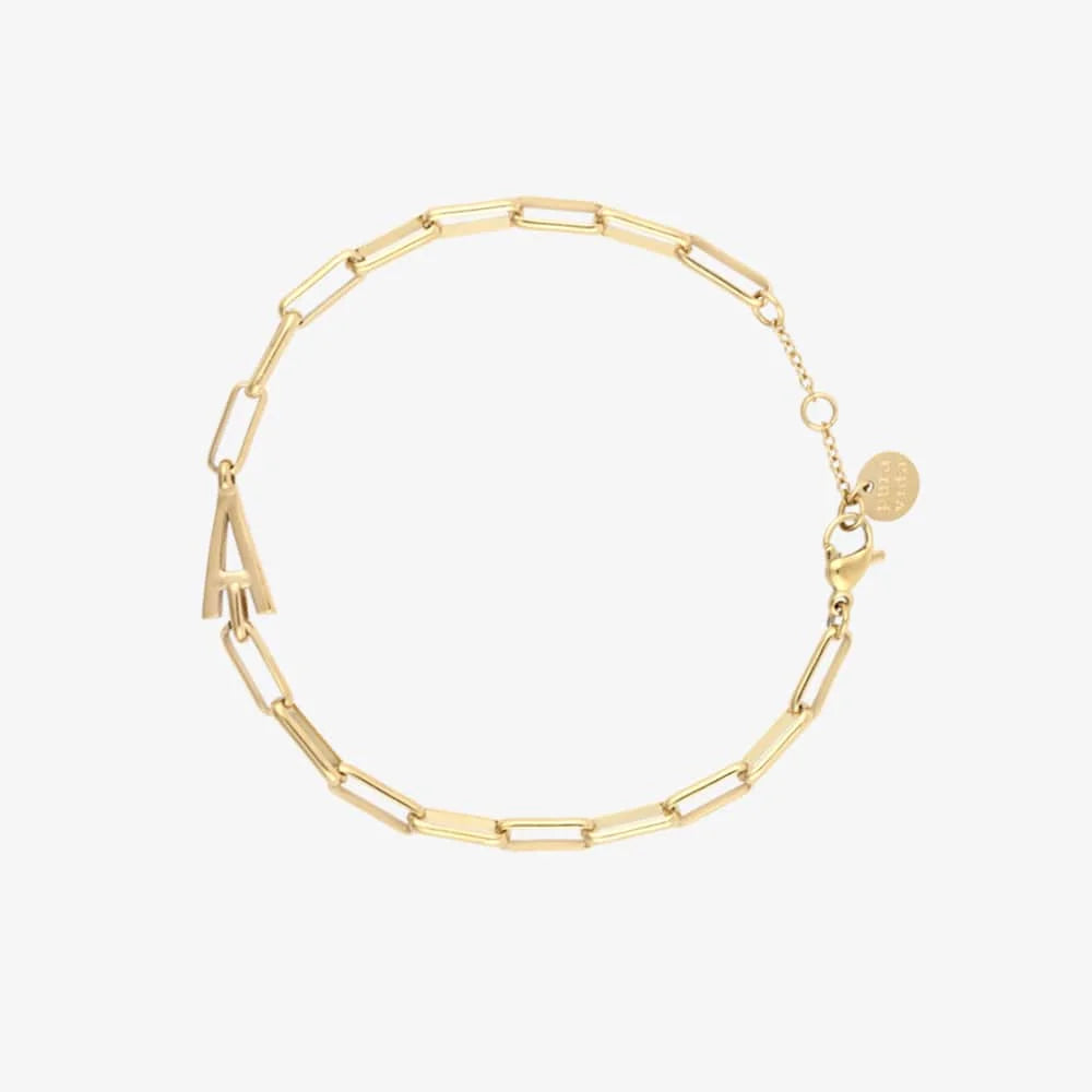 Initial Paperclip Chain Bracelet