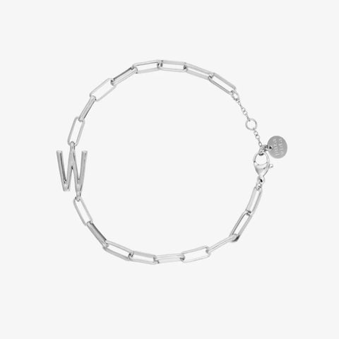 Silver Initial Paperclip Chain Bracelet