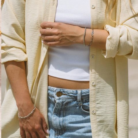 Silver Initial Paperclip Chain Bracelet