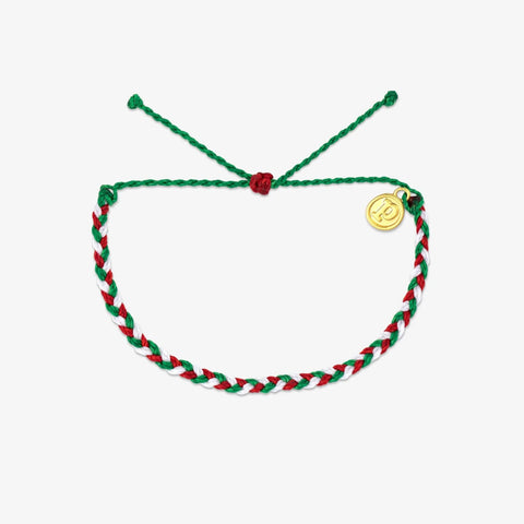 Red, White & Green Mini Braided Bracelet