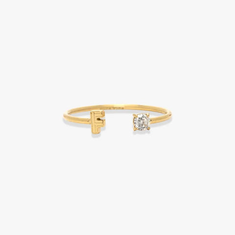 Initial Stone Open Ring