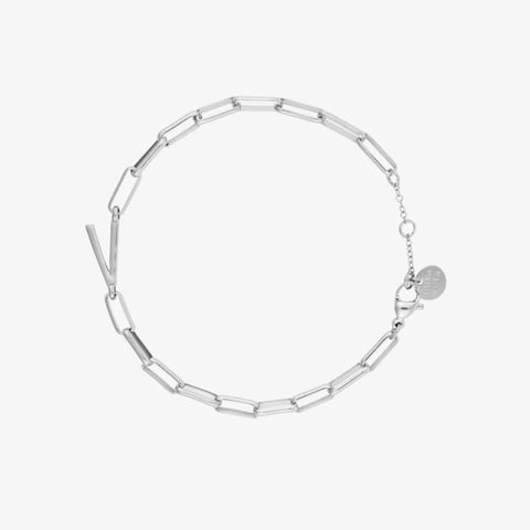 Silver Initial Paperclip Chain Bracelet