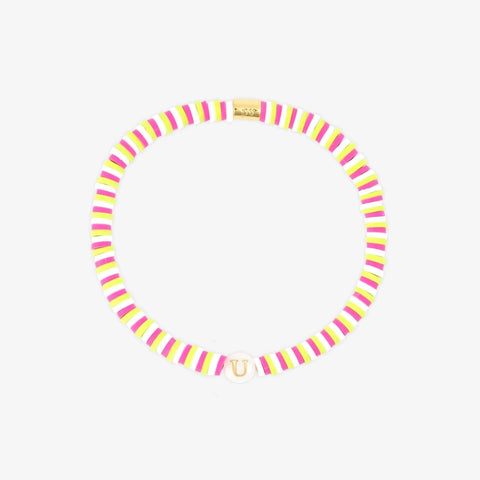Raspberry Alphabet Stretch Bracelet