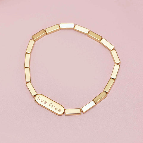 Engravable Rectangle Bead Stretch Bracelet