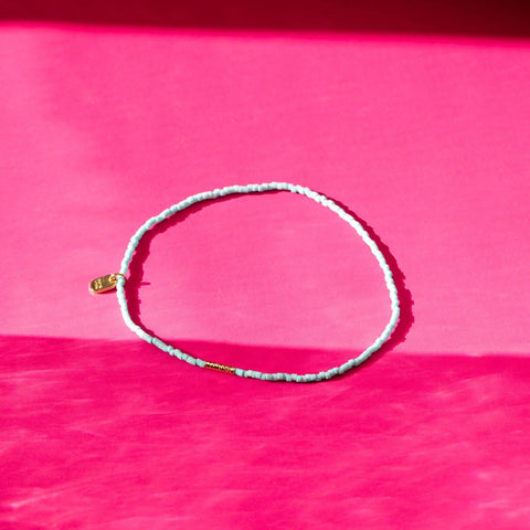 Turquoise Seed Bead Stretch Anklet