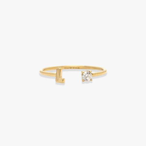 Initial Stone Open Ring