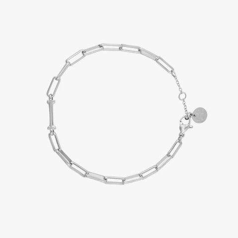 Silver Initial Paperclip Chain Bracelet