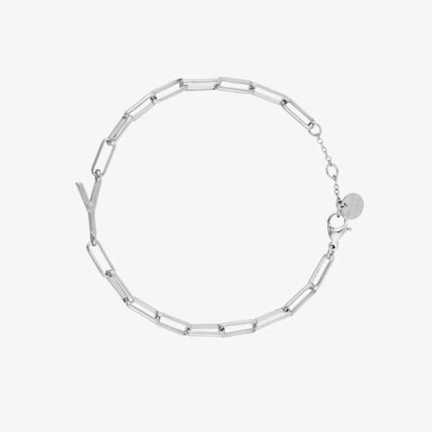 Silver Initial Paperclip Chain Bracelet