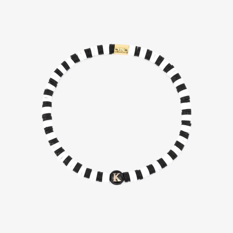 Black and White Alphabet Stretch Bracelet