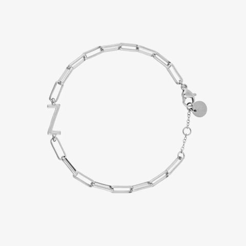 Silver Initial Paperclip Chain Bracelet