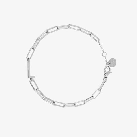 Silver Initial Paperclip Chain Bracelet