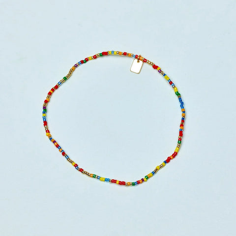 Rainbow Bead Stretch Anklet