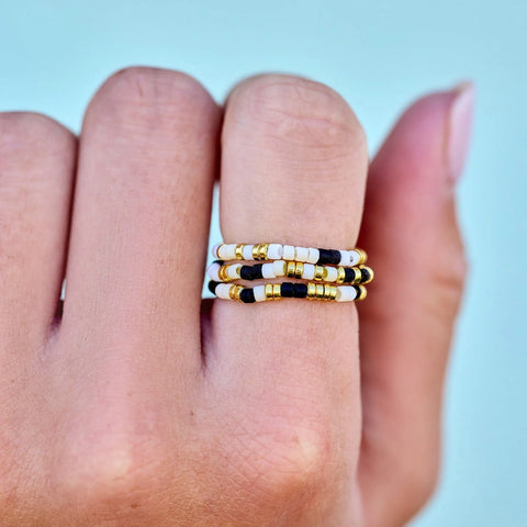 Monochrome Stretch Ring Set of 3