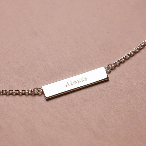 Demi-Fine Engravable Bar Necklace