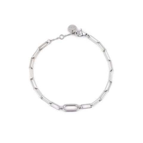 Silver Initial Paperclip Chain Bracelet