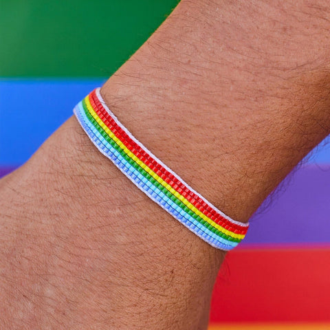Woven Rainbow Seed Bead Bracelet