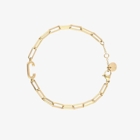 Initial Paperclip Chain Bracelet