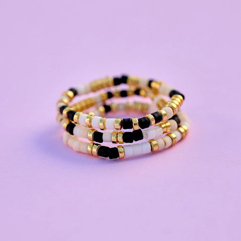 Monochrome Stretch Ring Set of 3