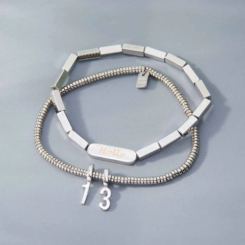 Engravable Rectangle Bead Stretch Bracelet