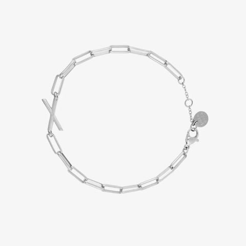 Silver Initial Paperclip Chain Bracelet