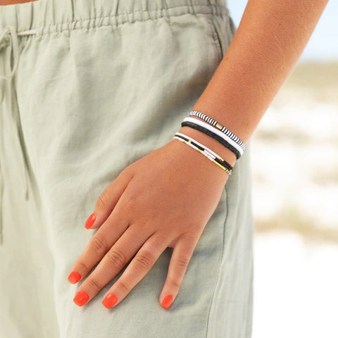 White Seascape Stretch Bracelet