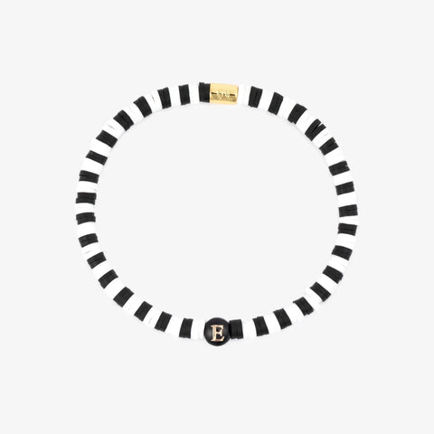 Black and White Alphabet Stretch Bracelet