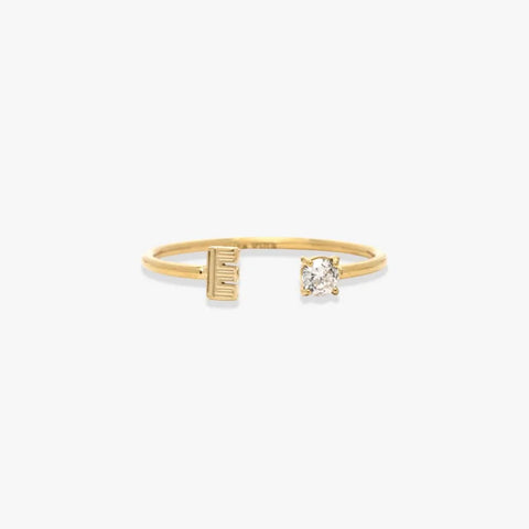 Initial Stone Open Ring