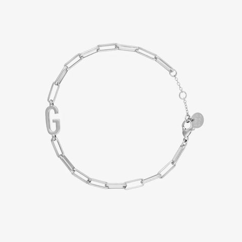 Silver Initial Paperclip Chain Bracelet