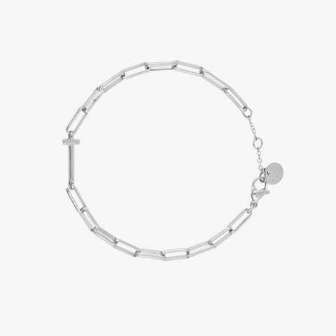Silver Initial Paperclip Chain Bracelet
